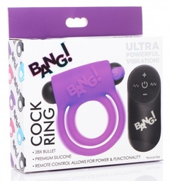 28X Remote Control Vibrating Cock Ring & Bullet - Purple - tienda en línea