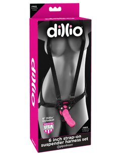 Dillio 6″ Strap-On Suspender Harness Set – Pink - comprar en línea