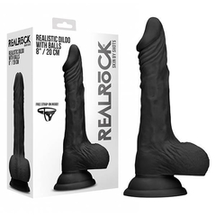 Shots RealRock 8 Realistic Dildo wBalls - BLACK