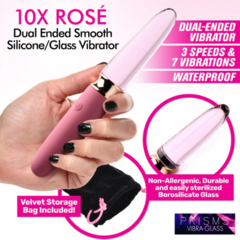 10X Rosé - Vibrador De Vidrio Y Silicona Suave De Doble Extremo en internet