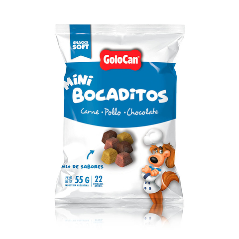 MINI BOCADITOS CARNE POLLO Y CHOCOLATE x 55 G