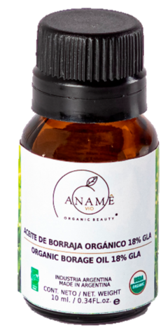 Aceite De Borraja Orgánico x 10 Ml. - 18% GLA - Certificado - Aname Vio - Cosmética Orgánica Certificada