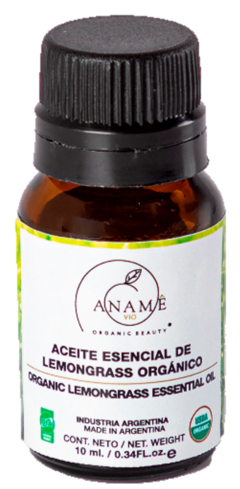 Aceite Esencial De Lemongrass Orgánico x 10 ml. Certificado - Aname Vio - Cosmética Orgánica Certificada