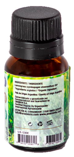 Aceite Esencial De Lemongrass Orgánico x 10 ml. Certificado - Aname Vio - Cosmética Orgánica Certificada - comprar online
