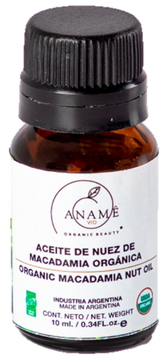 Aceite De Nuez de Macadamia Orgánico x 10 Ml. Certificado - Aname Vio - Cosmética Orgánica Certificada