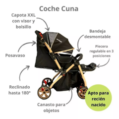 Cochecito Cuna Avanti Con Manija Rebatible Bordo New