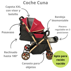 Cochecito Cuna Avanti Con Manija Rebatible Bordo New en internet