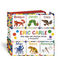 Una caja con muchos libros y un puzzle - Eric Carle