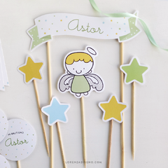 DECO TORTA BANDEROLA + TOPPERS FORMITAS DE PERSONAJES - comprar online