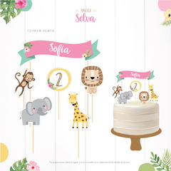 KIT IMPRIMIBLE ETIQUETAS FELIZ CUMPLE SELVA TROPICAL INFANTIL - NINARTE