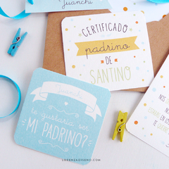 SET X 2 TARJETA PADRINO Y MADRINA - MODELO CLÁSICO - Lorenza Diseño