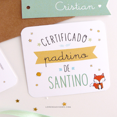 SET X 2 TARJETA PADRINO Y MADRINA - MODELO PRINCIPITO - Lorenza Diseño