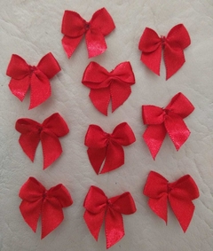 10 Mini MOÑOS ROJOS de 2,5cm con CINTA DE TELA para decorar