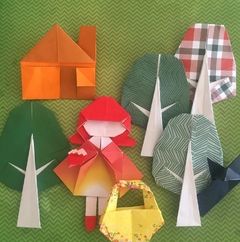 Cuadro Caperucita Roja 30x30cm - Hojas de Arte Origami
