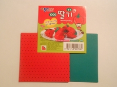 50 hojas FRUTILLA 9x9cm rojo y verde al reverso. Marca Jong ie Nara en internet