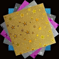 Papel GLITTER STAR. 20 simple faz. 15x15cm. Marca Daiso - comprar online
