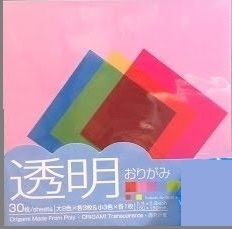 30 hojas TRANSPARENTE FILM multicolor. 15x15cm. Celofan transparente. DAISO - Hojas de Arte Origami