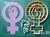 Cortante Simbolo Feminismo Mujer Feminista collage 18cm Solo fondant