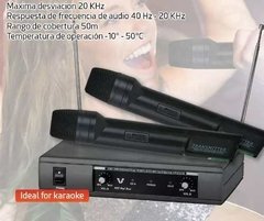 Par Microfonos Inalambricos De Mano Doble Vhf Karaoke 50 Mts - tienda online