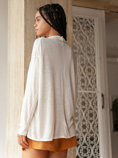 Casaco Kimono Malha Linho Off White - comprar online