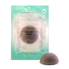 ESPONJA FACIAL NATURAL CARBON ACTIVO DE BAMBU - KONJAC