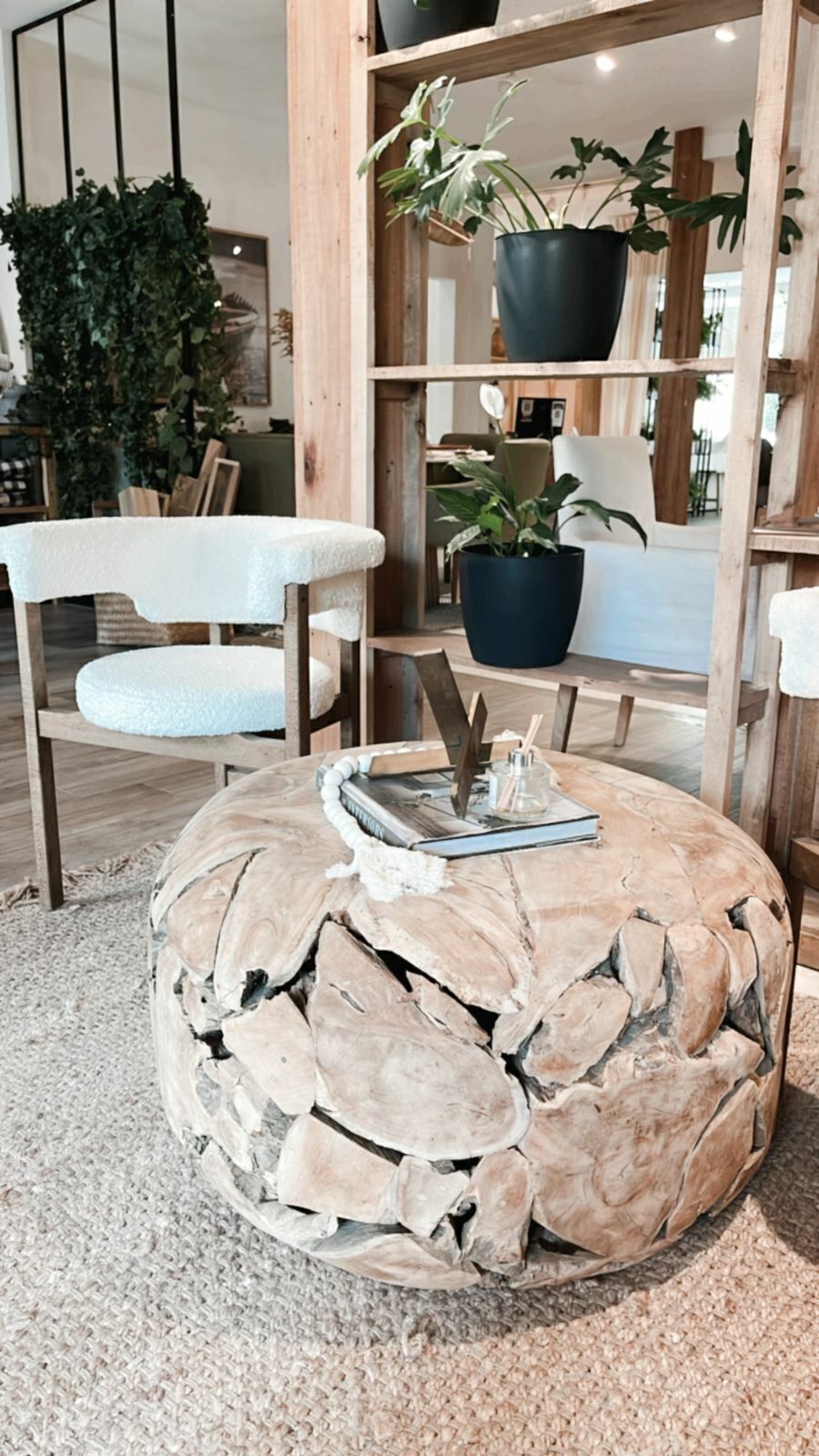 Mesa ratona Tronco teca 80 x 45