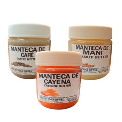 KIT N° 3 DE MANTECAS 170G C/U MANTECA CAFÉ+ MTCA CAYENA+ MTCA MANI - PARA COSMETICA NATURAL -