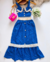 Conjunto de saia longa e cropped laise azul bic Helena na internet
