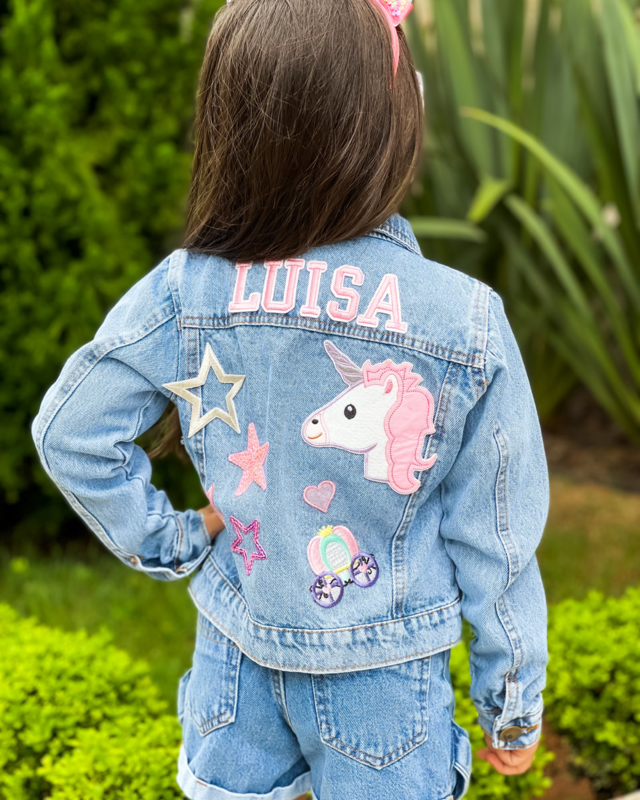 Jaqueta jeans destroy personalizada com nome