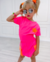 Conjunto de short saia e blusa rosa com laranja Lavínia na internet