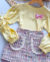 Conjunto de saia tweed e blusa amarelo com laço - Estilosa Kids / Loja Online Moda Infantil