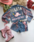 Conjunto de short e jaqueta JEANS Personalizada com franjas ROSAS boiadeira - Estilosa Kids / Loja Online Moda Infantil