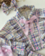 Conjunto de saia, camisa e laço de cabelo xadrez rosa Ana - loja online