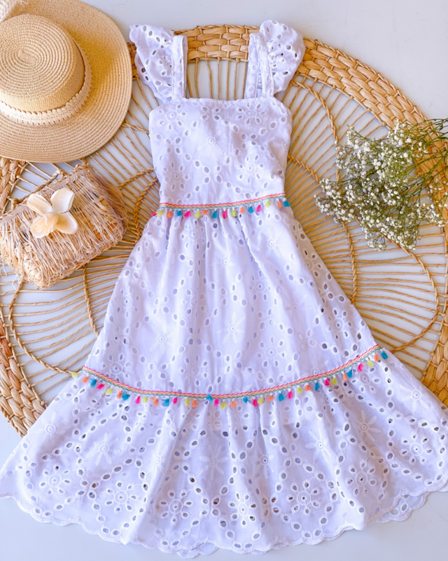 Vestido de laise branco infantil