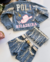 Conjunto de short, cropped e jaqueta personalizada jeans com franjas - comprar online