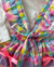 Conjunto de salopete xadrez, camisa e laço de cabelo candy colors Pietra - loja online