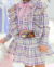 Conjunto de saia, camisa e laço de cabelo xadrez rosa Ana - comprar online