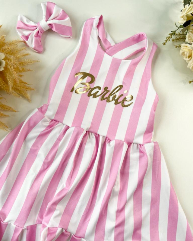 Moda Rosa Vestido Longo Para Barbie, Peça Única, Vestidos De Festa