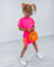 Conjunto de short saia e blusa rosa com laranja Lavínia - comprar online
