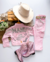 Conjunto de calça e jaqueta rosa com franjas personalizada com o nome da criança - comprar online