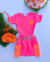 Conjunto de short saia e blusa rosa com laranja Lavínia - loja online