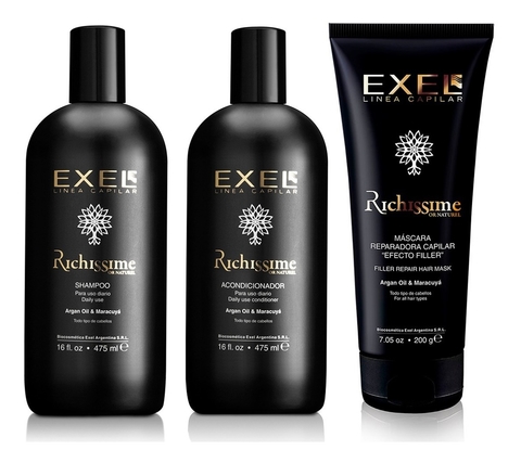 Combo Richissime Exel Shampoo 475ml + Acond + Másc X200ml