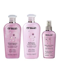 Combo Ultra Brillo Gloss Shampoo y Acond 255ml + Spray 150ml - Biferdil
