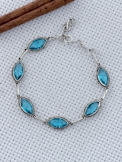 Pulseira Em Prata 925 Com Topázio Azul (53/27U1280289)