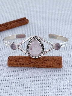 Bracelete em prata 925 com quartzo rosa (39/21U2420599) - comprar online