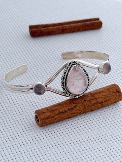 Bracelete em prata 925 com quartzo rosa (39/21U2420599) na internet