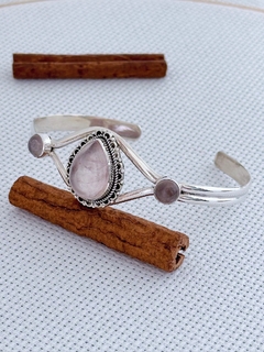Bracelete em prata 925 com quartzo rosa (39/21U2420599)
