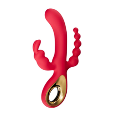 VIBRADOR DP BUNNY DOBLE PLACER SUPER RED