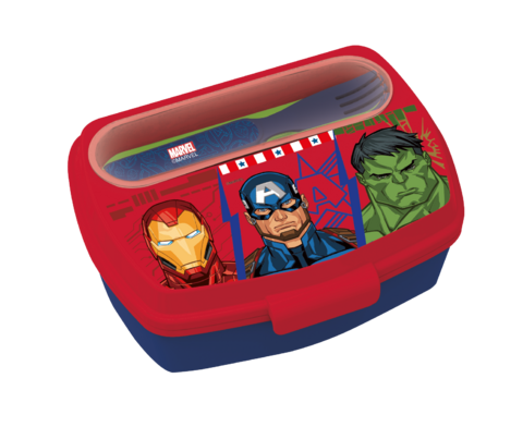 Sandwichera rectangular con cubiertos Avengers