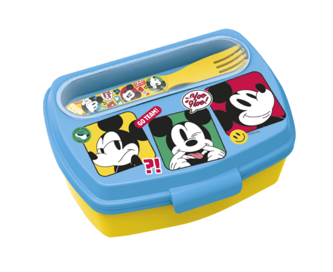 Sandwichera rectangular con cubiertos Mickey Mouse